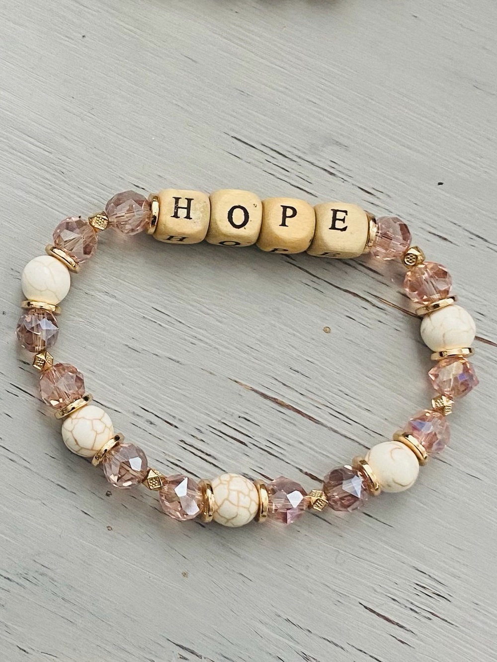 Inspirational Beaded Bracelet - Loved, Faith, Grace, Hope, Trust